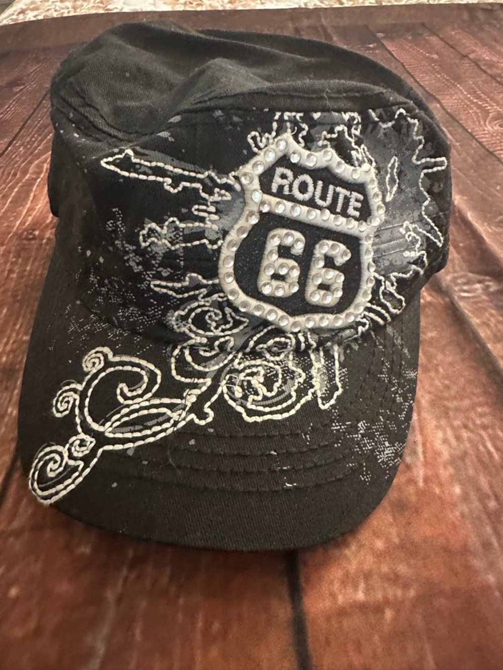 Route 66 Black Studded Shield Cap